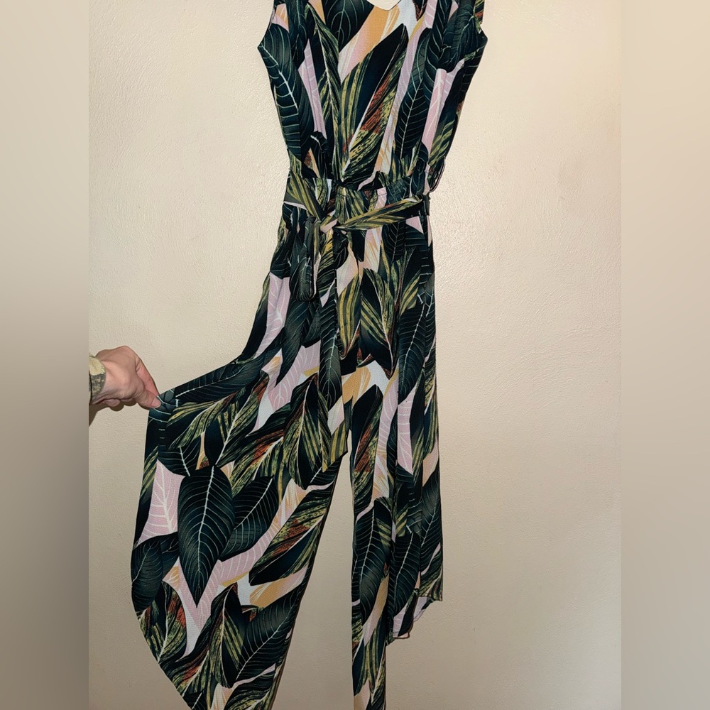 Belongsci Tropical Leaf Print Romper Vacation Jumpsuit Beach - Picture 3 of 5
